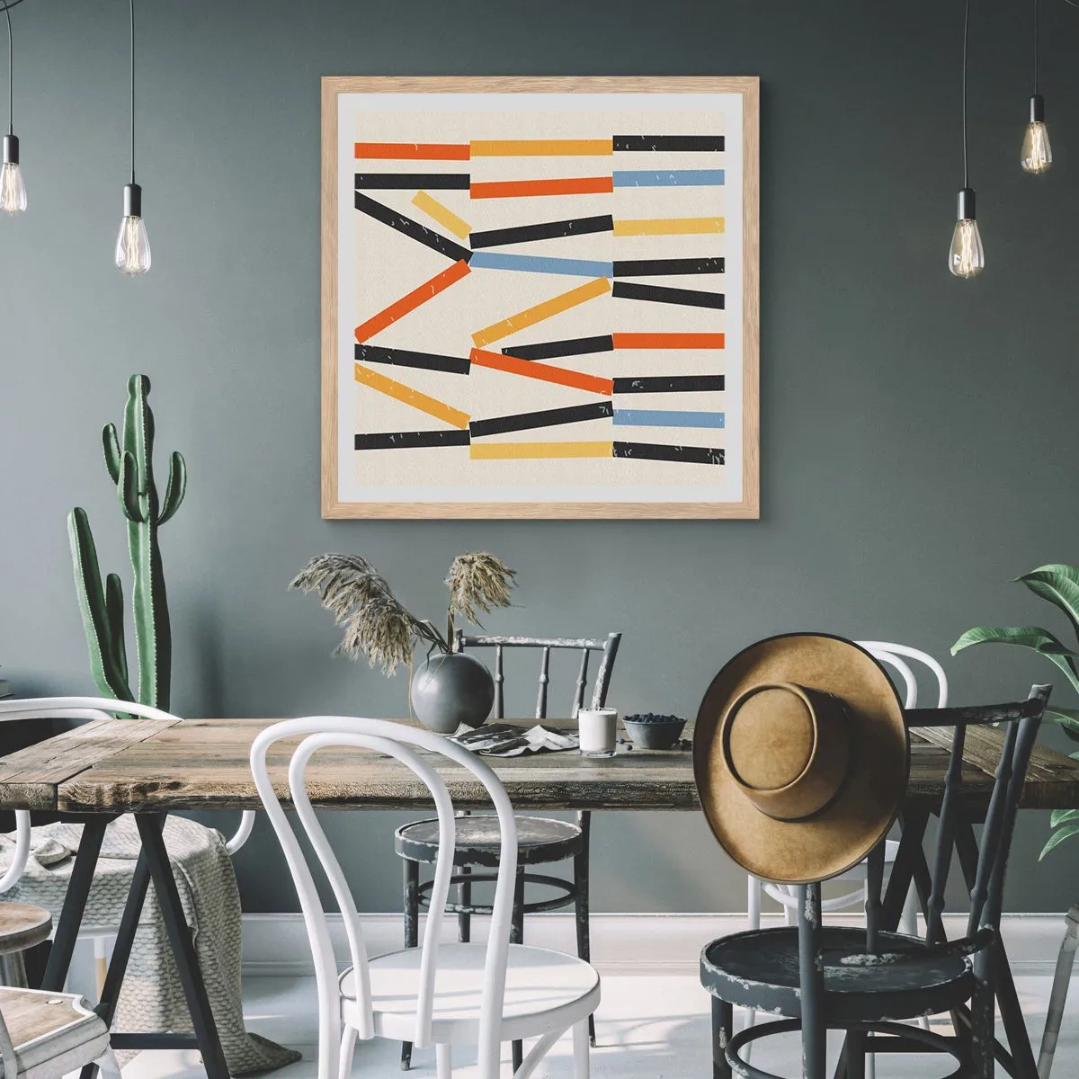 Plakat w ramie jasny dąb - Kompozycja na poziomie - 60x60 cm