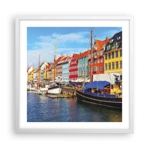 Plakat w białej ramie - Radosne nabrzeże - 50x50 cm