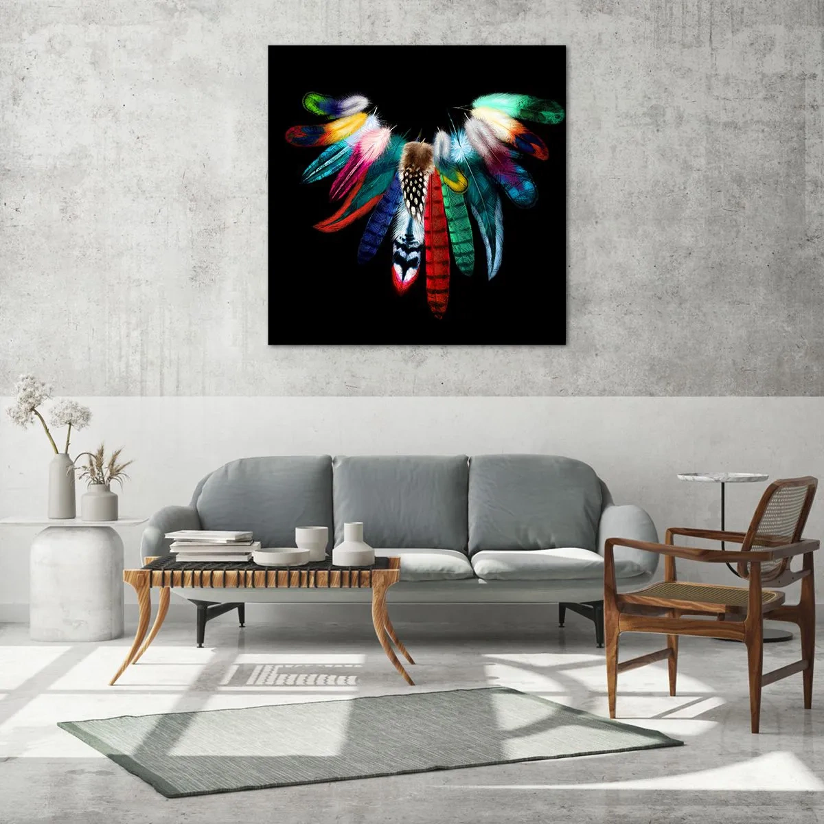 Obraz na szkle - Indiański naszyjnik - 70x70 cm