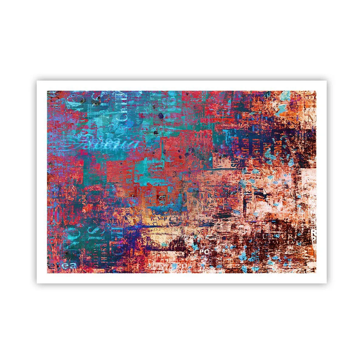 Plakat - Abstrakcyjna kompozycja z mieszanką intensywnych kolorów - 100x70cm - Pamięć i niepamięć - Nowoczesna dekoracja ścienna do salonu i sypialni ARTTOR