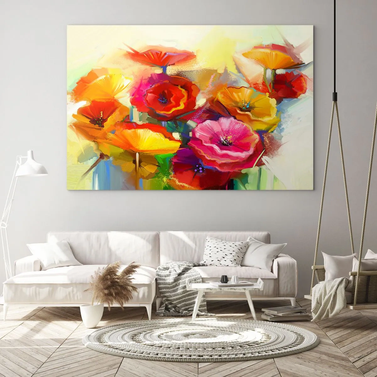 Obraz na szkle - Kolorowe maki w żywych barwach - 120x80cm - Nie tylko czerwone - Nowoczesna dekoracja ścienna do salonu, kuchni i sypialni ARTTOR