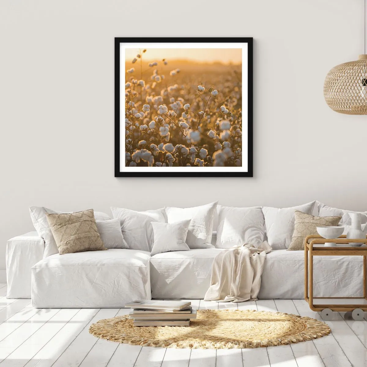 Plakat w czarnej ramie - Puszyste pole - 40x40 cm