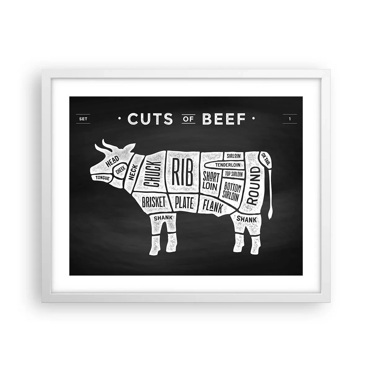 Plakat w białej ramie - Elementarz masarza - 50x40 cm