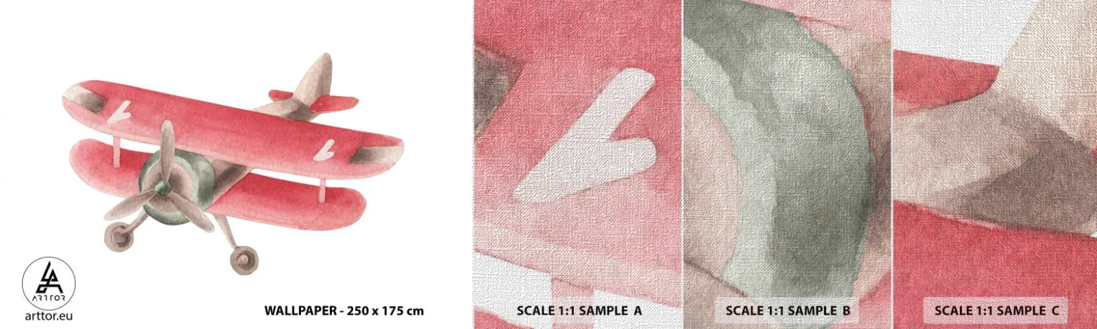 Fototapeta Próbka Premium Canvas - Gotowy do wysokich lotów - Samolot, Dziecięcy, Vintage - 100x30 cm