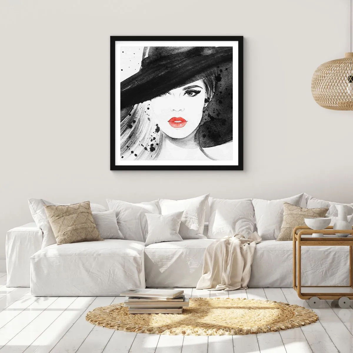 Plakat w czarnej ramie - Dama w czerni - 30x30 cm