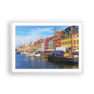 Plakat w białej ramie - Radosne nabrzeże - 70x50 cm