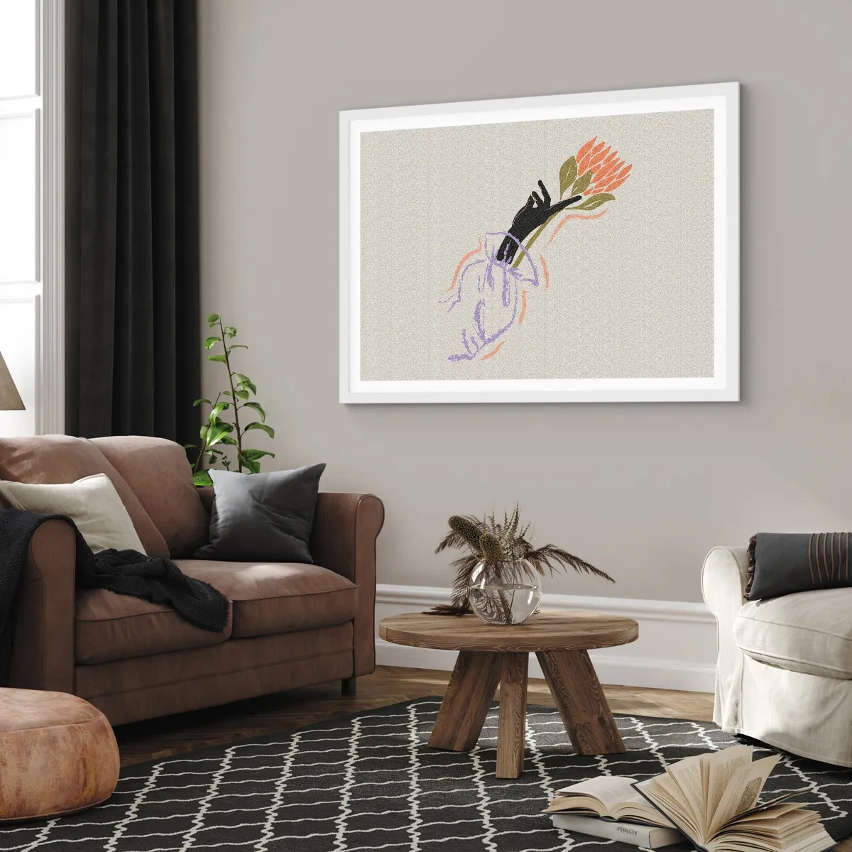 Plakat w białej ramie - Siostrzany dotyk - 100x70 cm