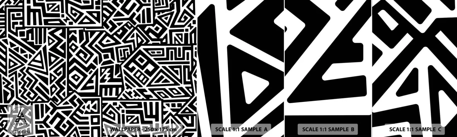 Fototapeta Próbka Samoprzylepna Deluxe Sticker - Kompozycja prekolumbijska - Abstrakcja, Sztuka, Czarno-Biały - 100x30 cm