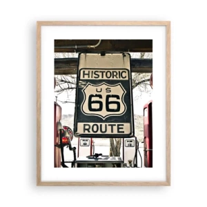 Plakat w ramie jasny dąb - Amerykańska retro podróż - 40x50 cm