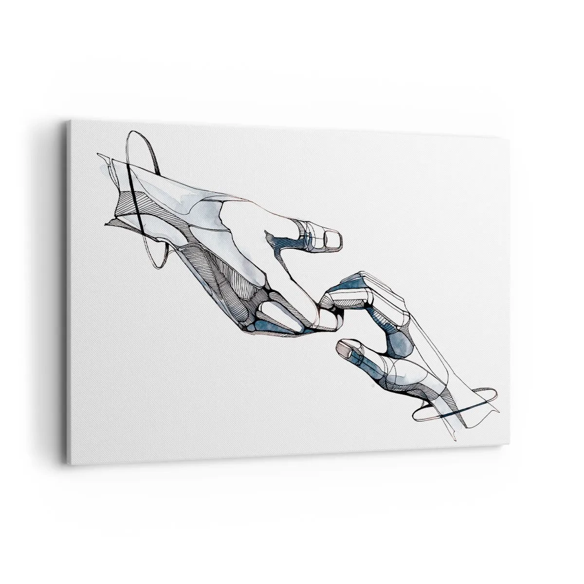 Obraz na płótnie - Artystyczne przedstawienie dłoni w minimalistycznej i geometrycznej formie - 120x80cm - Dobry gest - Nowoczesna dekoracja ścienna do salonu, kuchni i sypialni ARTTOR