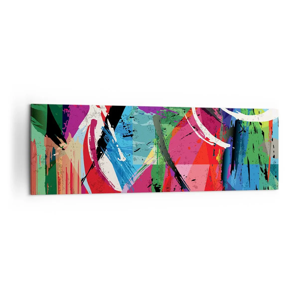 Obraz na płótnie - Kolorowa abstrakcja z dynamicznymi pociągnięciami pędzla - 160x50cm - Szybko, żywo i skocznie - Nowoczesna dekoracja ścienna do salonu i sypialni ARTTOR
