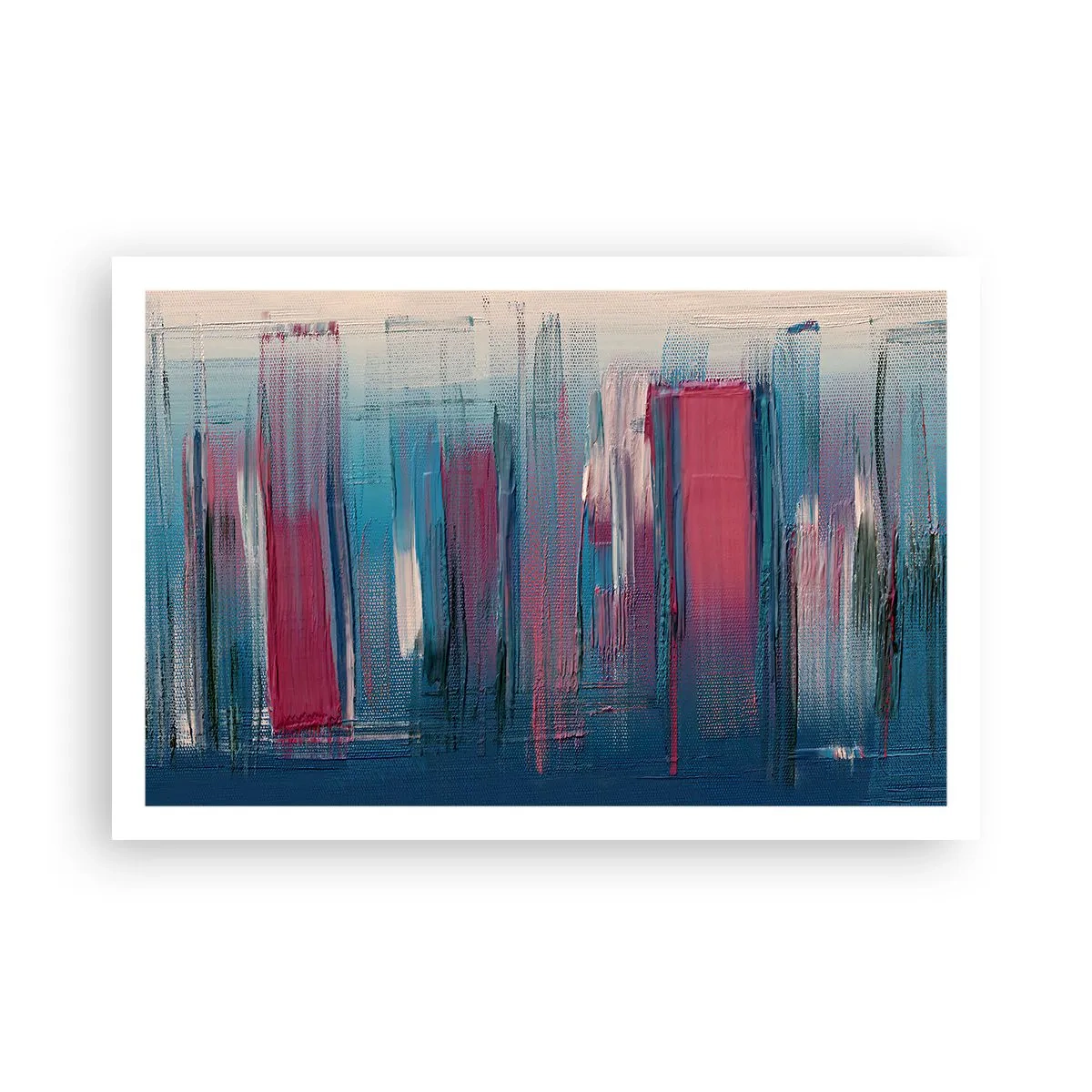 Plakat - Kompozycja wertykalna w błękicie i czerwieni - 91x61 cm