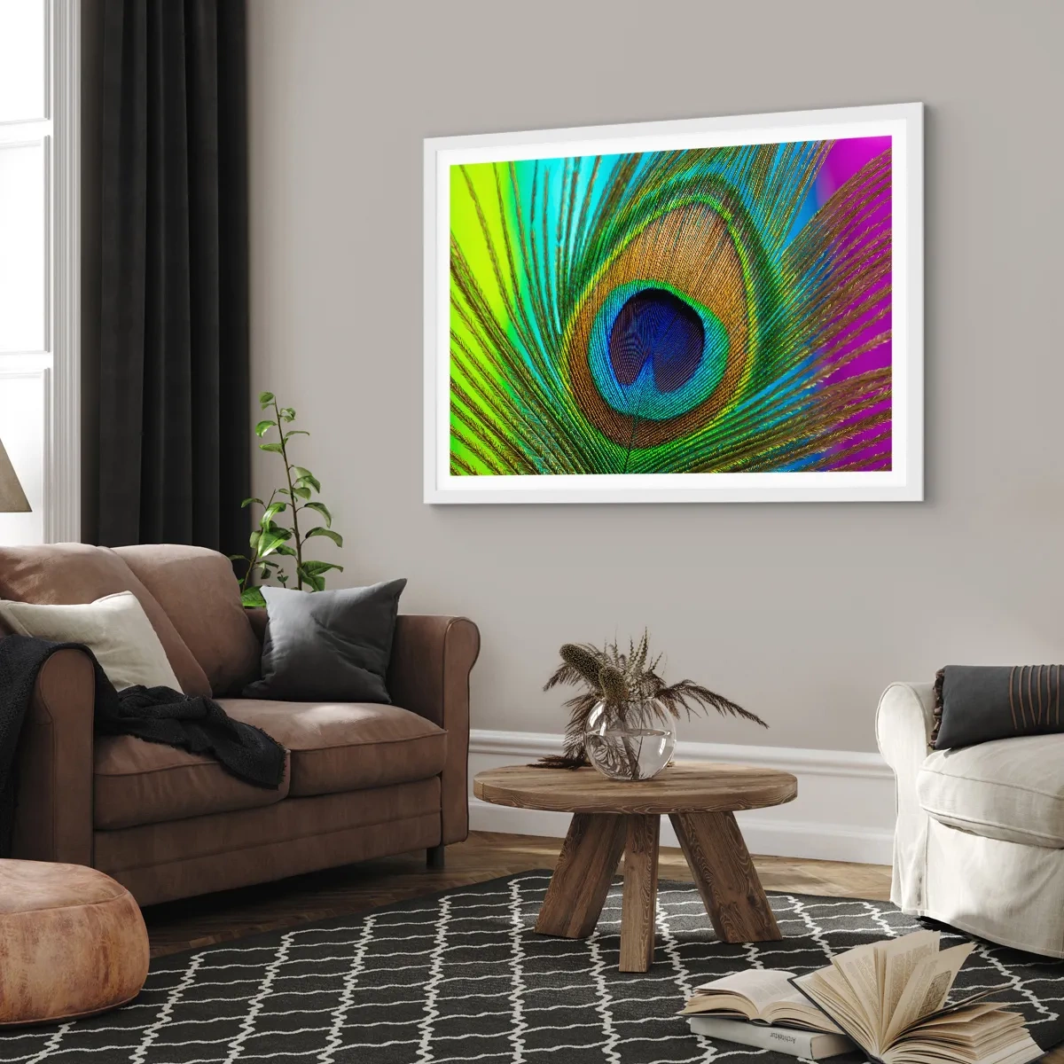 Plakat w białej ramie - Oko w oko - 50x40 cm