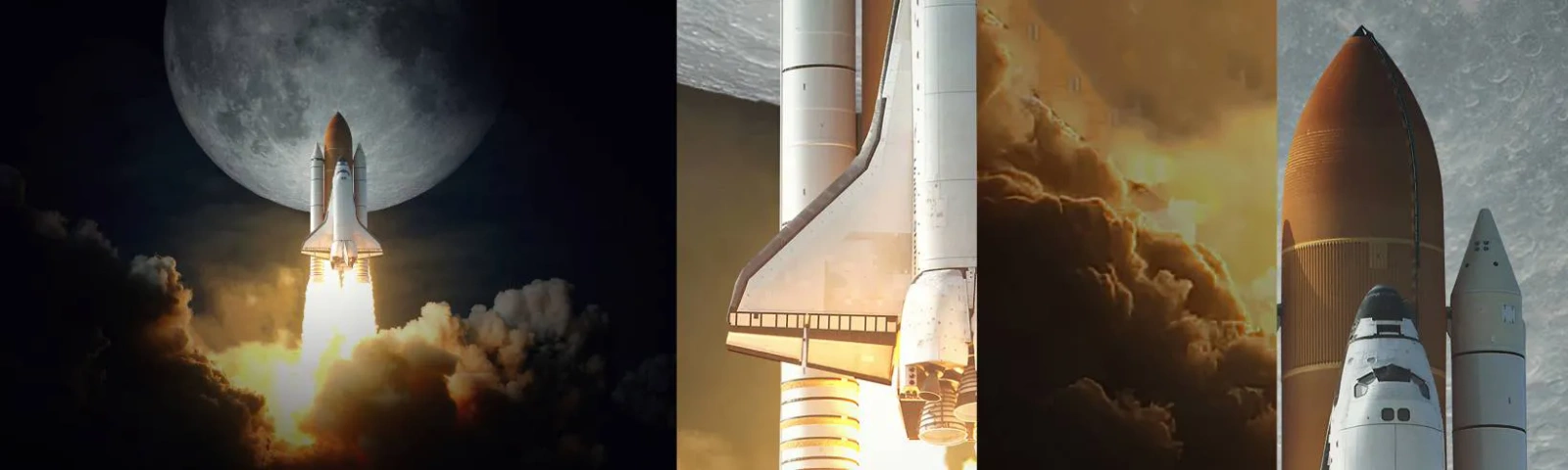 Fototapeta Próbka Samoprzylepna Deluxe Sticker - Początek nieziemskiej przygody - Księżyc, Rakieta Kosmiczna, Nasa - 100x30 cm