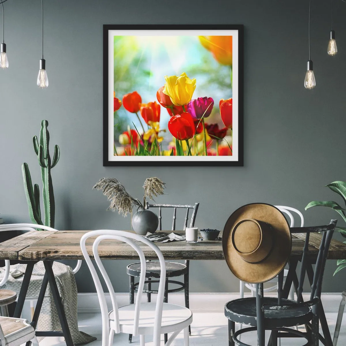 Plakat w czarnej ramie - Wszystkie barwy słońca - 50x50 cm