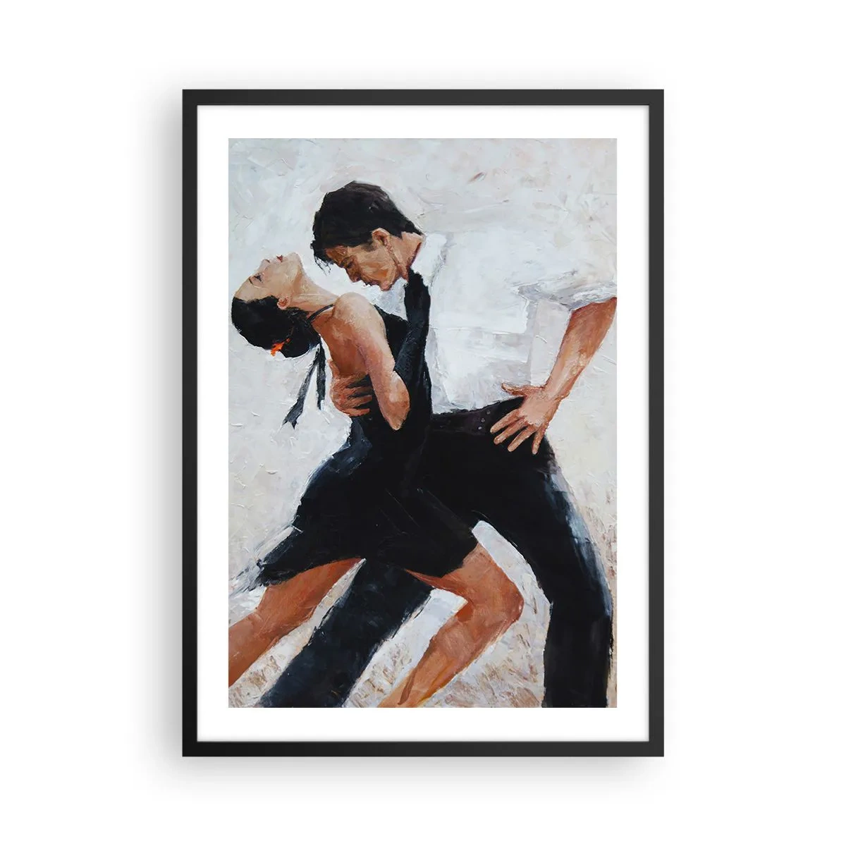 Plakat w czarnej ramie - Para tańcząca w dynamicznej pozie - 50x70cm - Tango mych marzeń i snów - Nowoczesna dekoracja ścienna do salonu i sypialni ARTTOR