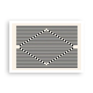 Plakat - Czarno-białe linie tworzące efekt geometrycznej iluzji - 100x70cm - Geometryczna iluzja - Nowoczesna dekoracja ścienna do salonu i sypialni ARTTOR