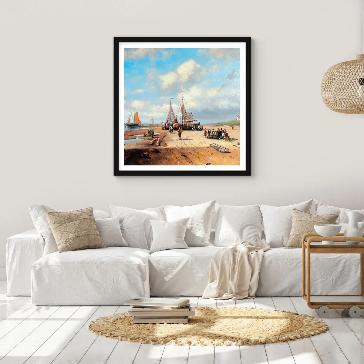 Plakat w czarnej ramie - Po udanym połowie - 50x50 cm