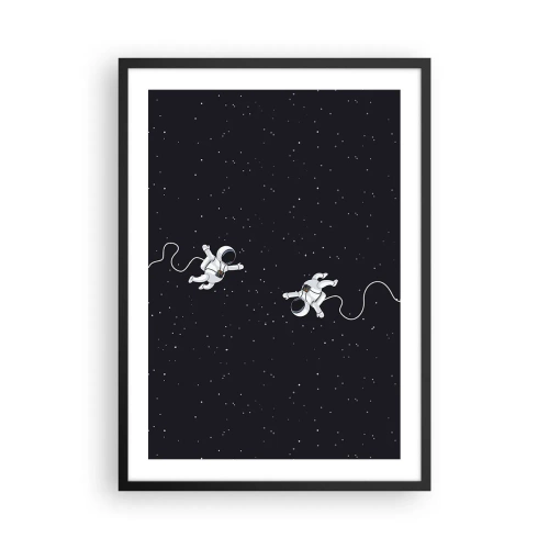 Plakat w czarnej ramie - Dwóch astronautów unoszących się w przestrzeni kosmicznej - 50x70cm - Kosmiczny pląs - Nowoczesna dekoracja ścienna do salonu i sypialni ARTTOR