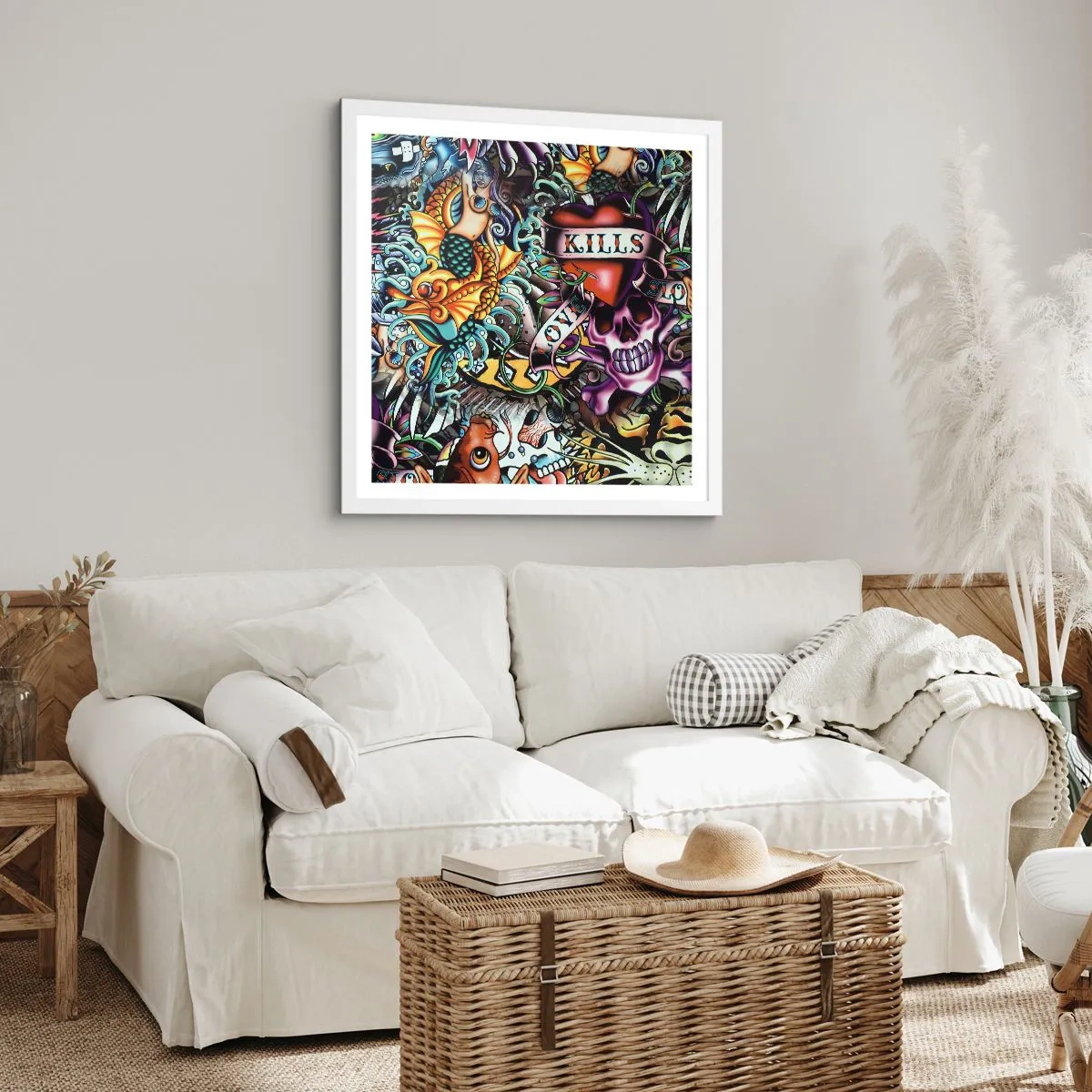 Plakat w białej ramie - Sen tatuażysty - 40x40 cm