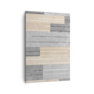 Obraz na płótnie - Geometryczna kompozycja w odcieniach szarości i beżu - 70x100cm - Kompozycja: trzymać pion - Nowoczesna dekoracja ścienna do salonu i sypialni ARTTOR