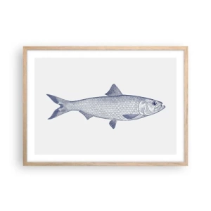 Plakat w ramie jasny dąb - Pozdrowienia z północnych mórz - 70x50 cm