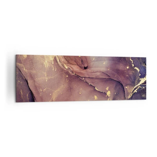 Obraz na płótnie - Abstrakcyjna kompozycja z odcieniami złota i fioletu - 160x50cm - Materia i duch - Nowoczesna dekoracja ścienna do salonu i sypialni ARTTOR