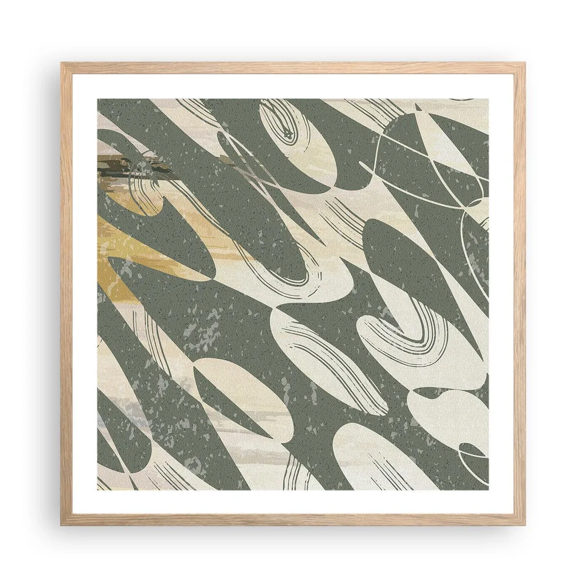 Plakat w ramie jasny dąb - Abstrakcja zrytmizowana - 60x60 cm