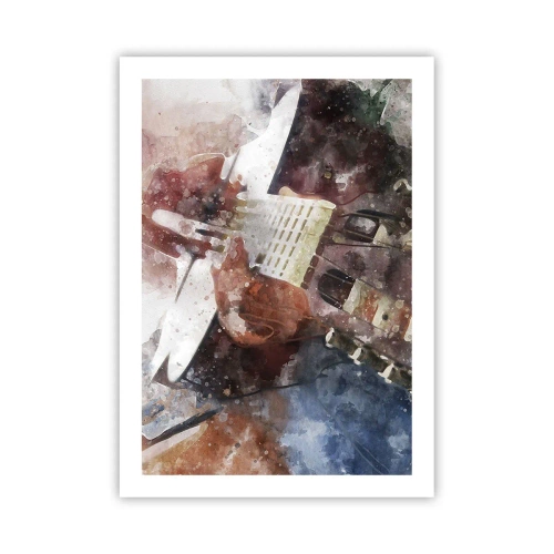 Plakat - Artystyczne przedstawienie gitary w akwarelowym stylu - 50x70cm - I co o tym myślisz? - Nowoczesna dekoracja ścienna do salonu, kuchni i sypialni ARTTOR