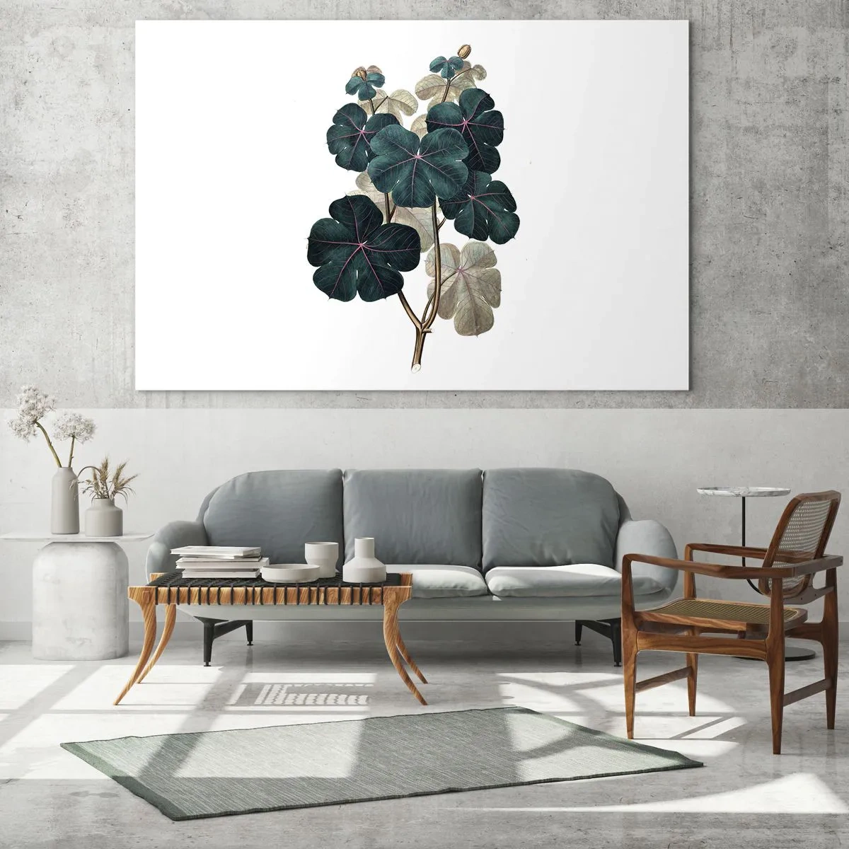 Obraz na szkle - Botaniczna ilustracja zielonych liści na białym tle - 70x50cm - Ze starego zielnika - Nowoczesna dekoracja ścienna do salonu i sypialni ARTTOR