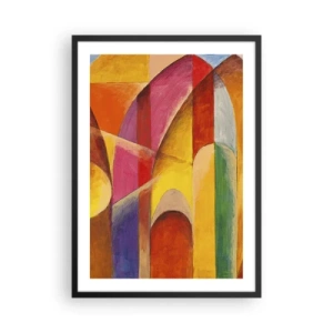 Plakat w czarnej ramie - Kolorowa abstrakcja z geometrycznymi kształtami - 50x70cm - Katedra słońca - Nowoczesna dekoracja ścienna do salonu i sypialni ARTTOR