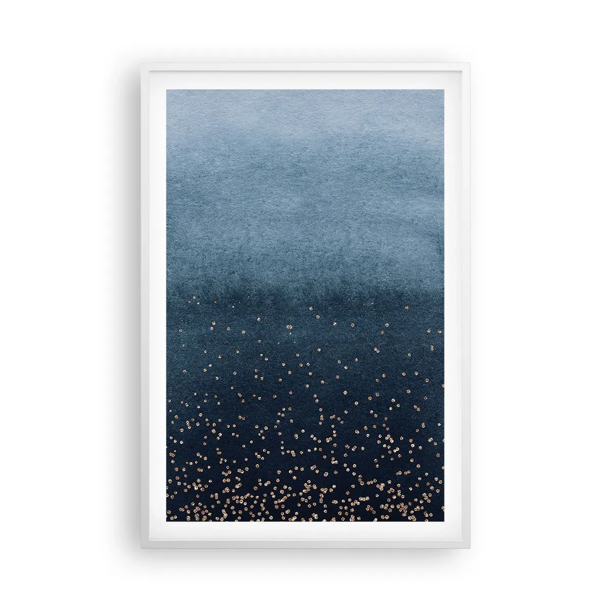 Plakat w białej ramie - Kompozycja – niebieskie fazy - 61x91 cm