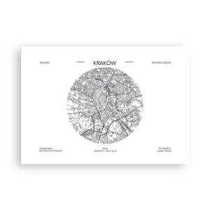 Plakat - Mapa Krakowa w minimalistycznym stylu - 100x70cm - Anatomia Krakowa - Nowoczesna dekoracja ścienna do salonu i sypialni ARTTOR