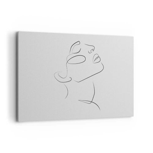 Obraz na płótnie - Minimalistyczny szkic kobiecej twarzy w profilu - 120x80cm - Meandry marzenia - Nowoczesna dekoracja ścienna do salonu, kuchni i sypialni ARTTOR