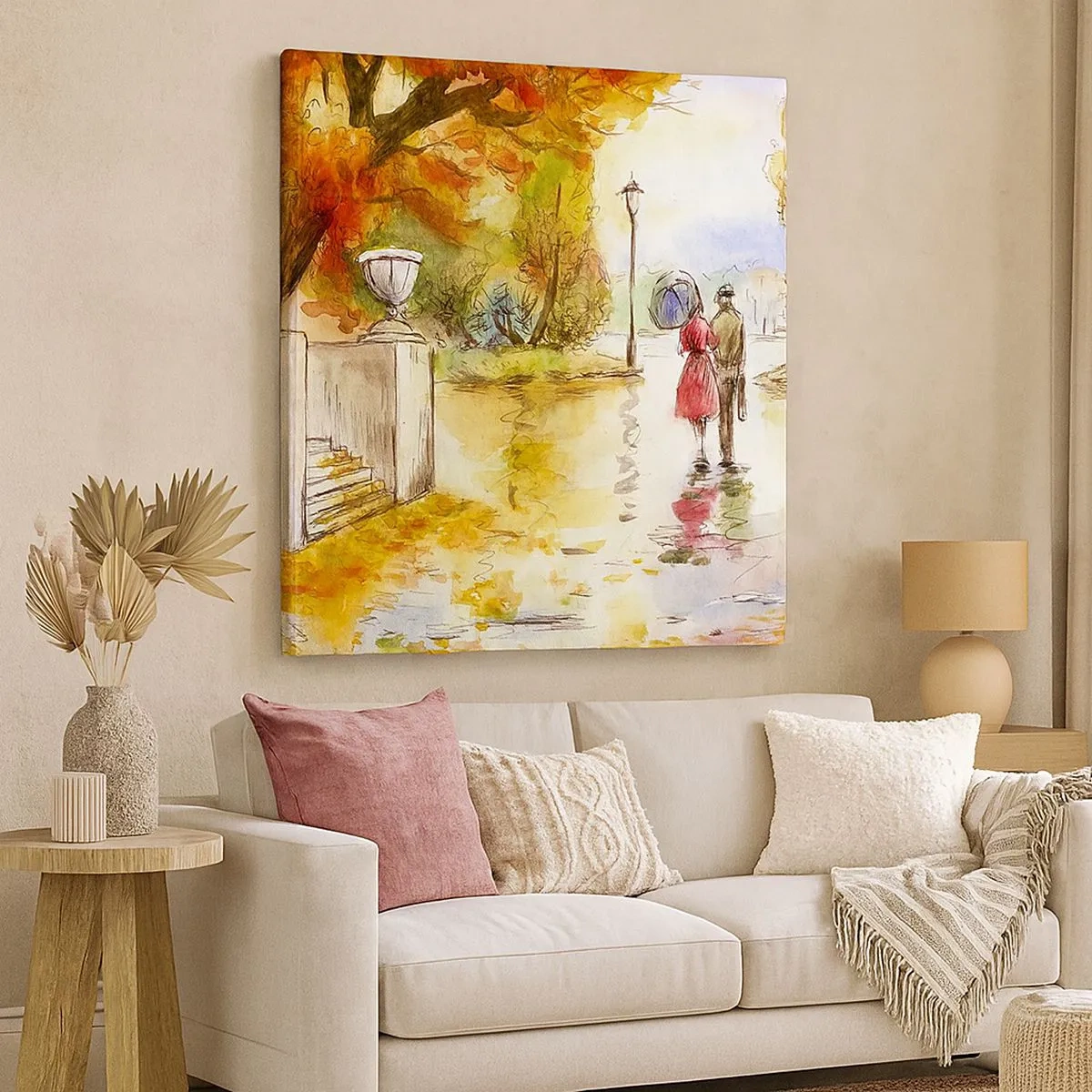 Obraz na płótnie - Romantyczna jesień w parku - 30x30 cm