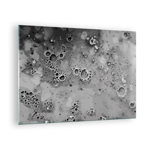 Obraz na szkle - Abstrakcyjny wzór przypominający powierzchnię księżyca w odcieniach szarości - 70x50cm - Jak księżycowy pejzaż - Nowoczesna dekoracja ścienna do salonu i sypialni ARTTOR