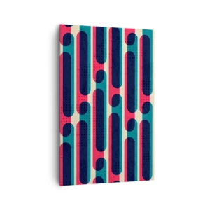 Obraz na płótnie - Geometryczny wzór w stylu retro z pastelowymi barwami - 80x120cm - W głąb i do przodu - Nowoczesna dekoracja ścienna do salonu i sypialni ARTTOR