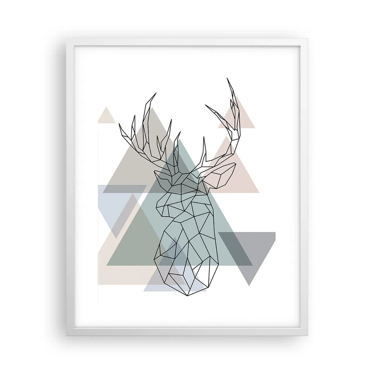 Plakat w białej ramie - W geometrycznym lesie - 40x50 cm