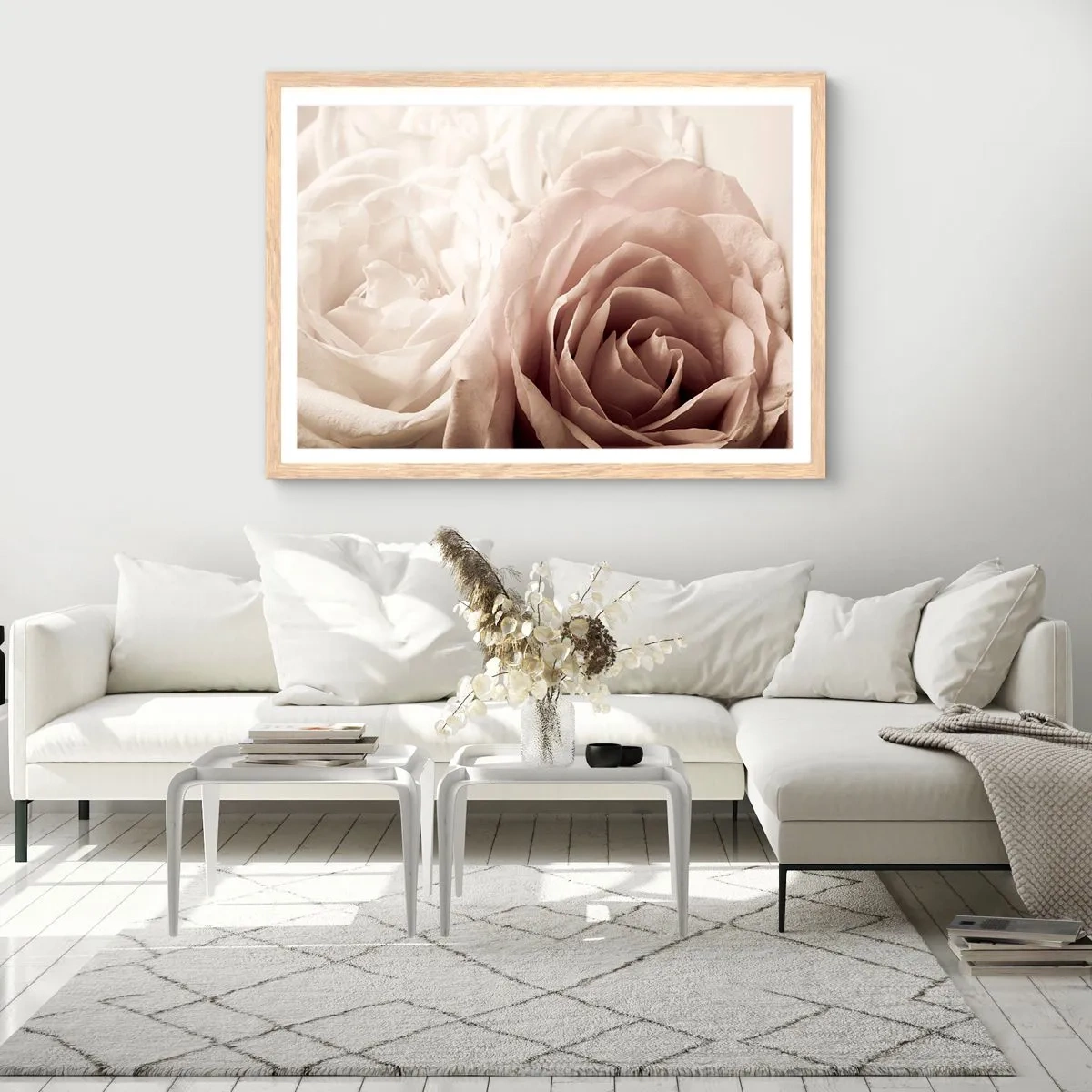 Plakat w ramie jasny dąb - W sercu róży - 100x70 cm