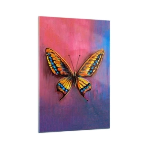 Obraz na szkle - Kolorowy motyl na abstrakcyjnym tle - 70x100cm - Klejnot natury - Nowoczesna dekoracja ścienna do salonu i sypialni ARTTOR