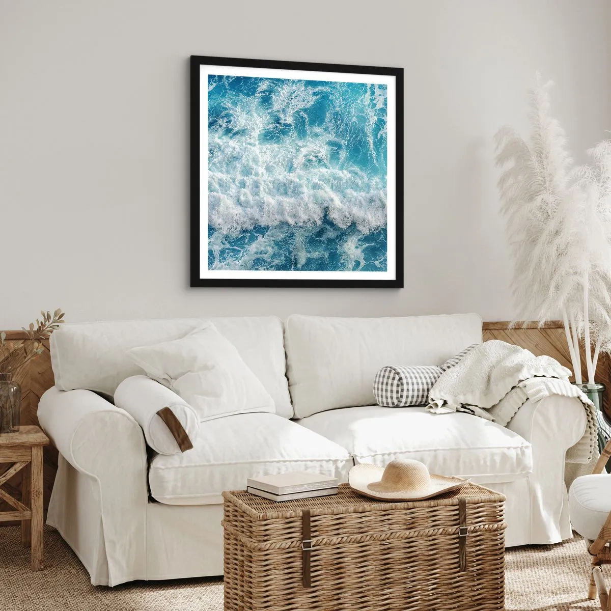 Plakat w czarnej ramie - Radośnie i w podskokach - 60x60 cm