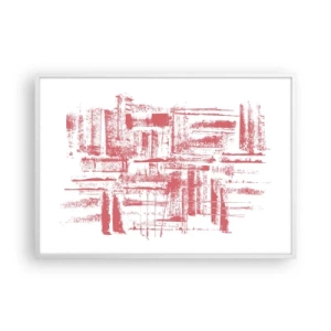 Plakat w białej ramie - Czerwone miasto - 100x70 cm