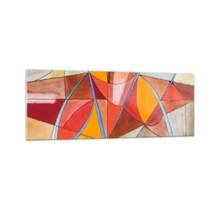 Obraz na szkle - Abstrakcyjna kompozycja w żywych barwach geometrycznych - 140x50cm - Karuzela, karuzela marzeń - Nowoczesna dekoracja ścienna do salonu i sypialni ARTTOR