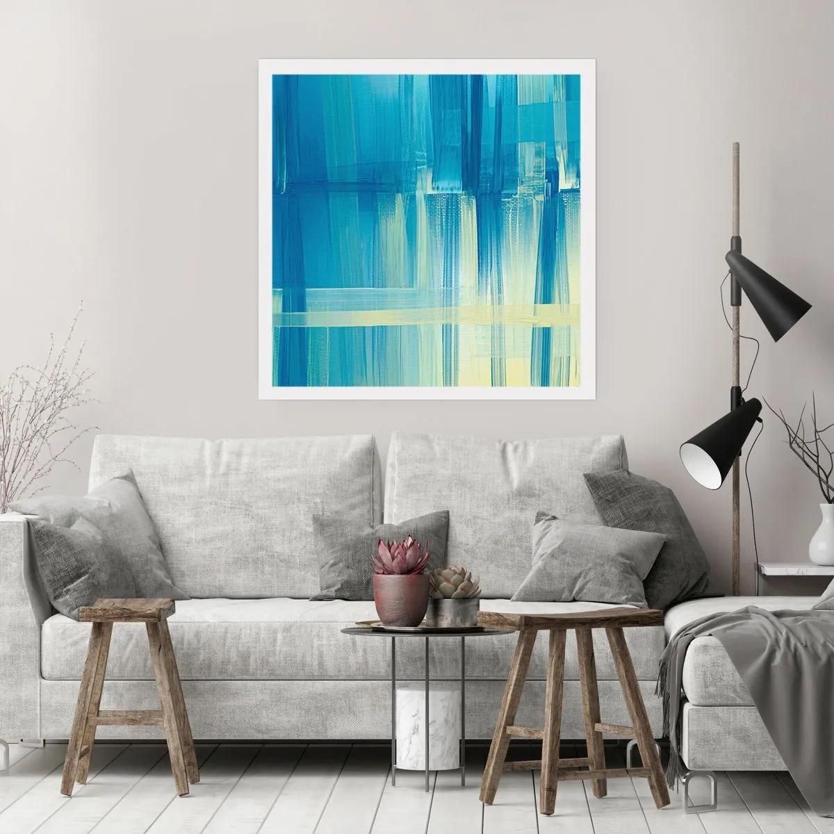 Plakat - Kompozycja w turkusie - 60x60 cm