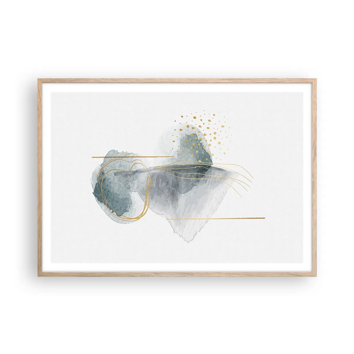 Plakat w ramie jasny dąb - O związkach szarości i złota - 100x70 cm