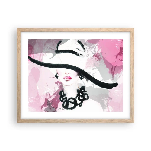Plakat w ramie jasny dąb - Portret damy w czerni i różu - 50x40 cm