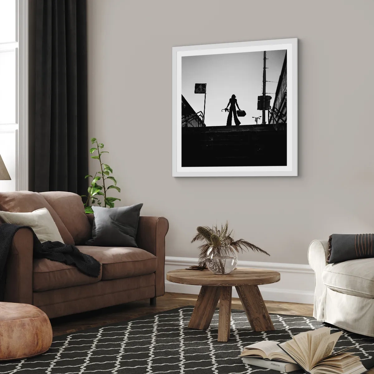 Plakat w białej ramie - Miejska wędrówka - 50x50 cm