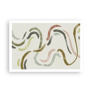 Plakat - Abstrakcyjne łuki w pastelowej kolorystyce - 100x70cm - Radosny taniec abstrakcji - Nowoczesna dekoracja ścienna do salonu i sypialni ARTTOR