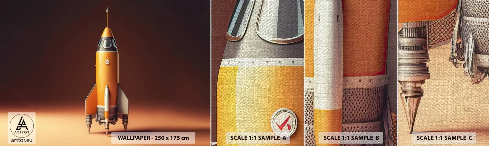 Fototapeta Próbka Premium Canvas - Zaczyna się od marzenia - Rakieta Kosmiczna, Ołówek, Nauka - 100x30 cm