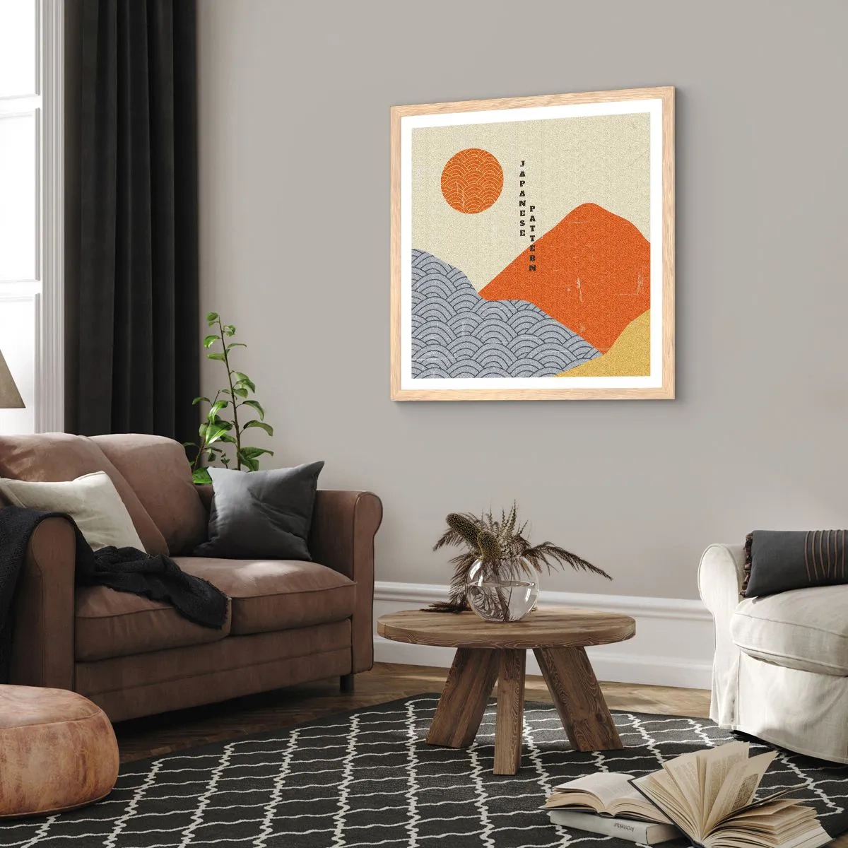 Plakat w ramie jasny dąb - W japońskim duchu - 60x60 cm